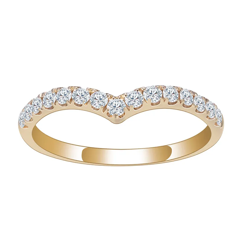 15 Stone Round Diamond Half Eternity Curved Gold Band | .397 ct