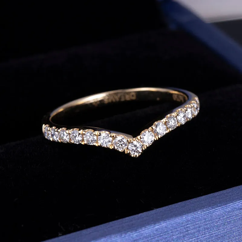 15 Stone Round Diamond Half Eternity Curved Gold Band | .397 ct