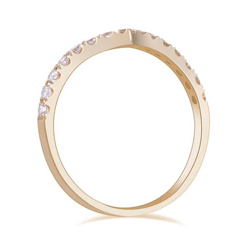 15 Stone Round Diamond Half Eternity Curved Gold Band | .397 ct