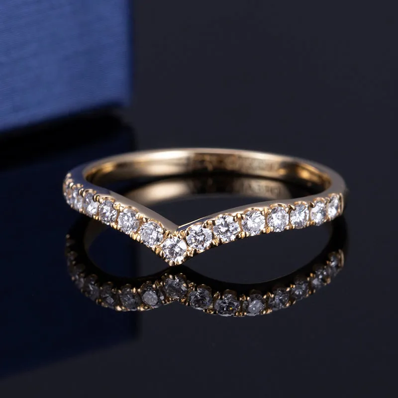 15 Stone Round Diamond Half Eternity Curved Gold Band | .397 ct