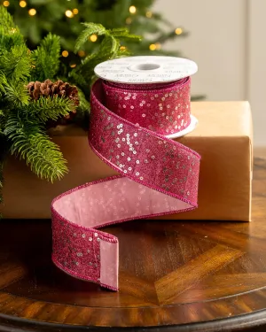 2.5" X 10YD Pink Glitter & Sequin Ribbon