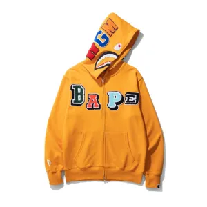 A bathing Ape Bape Shark Letter Embroidery Hoodie Casual Men Hoodies Sweatshirt Full Zipper Unisex Jacket