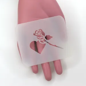 Airbrush Tattoo Stencil - Heart n Rose Bud