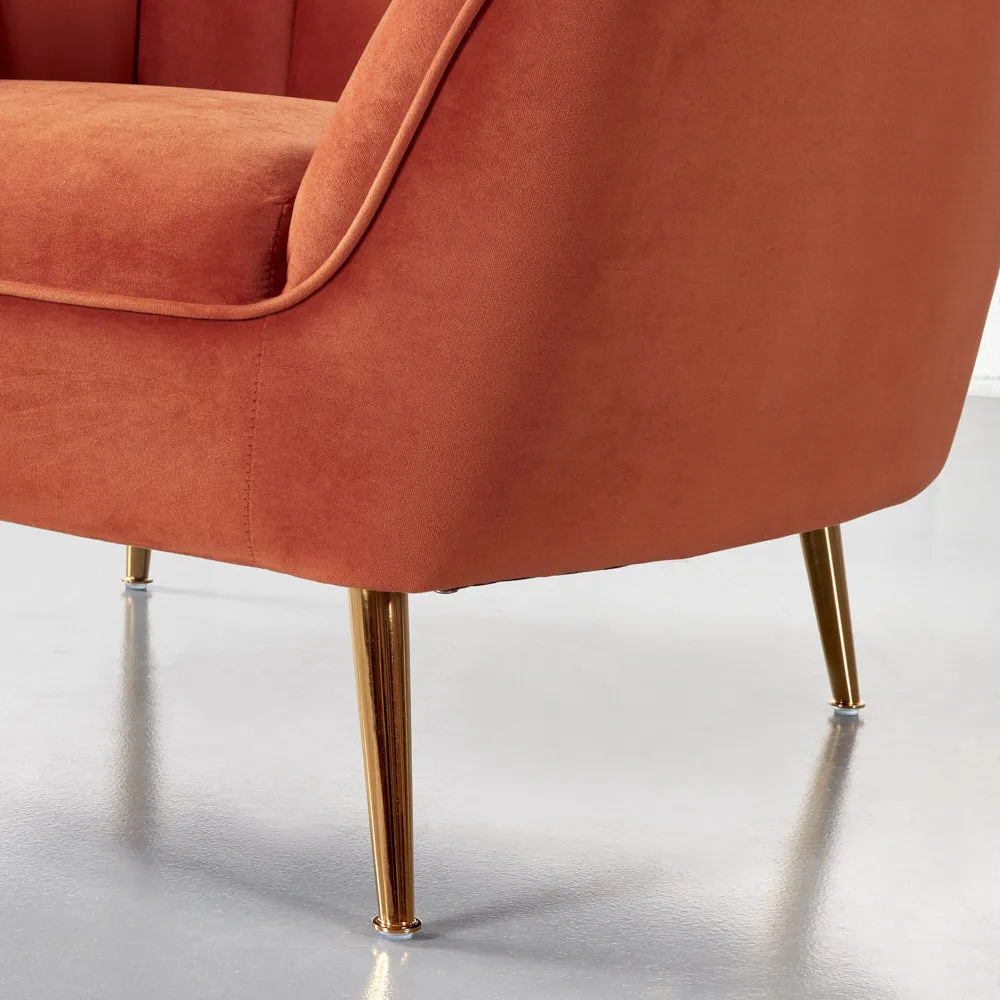 AUDREY - Burnt Orange Velvet Chair