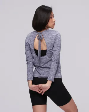 Backless Tie-Neck Long Sleeve Top