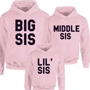 Big/Middle/Lil' Sis Matching Pastel Pink Hoodies (1-13 Years) (MRK X)