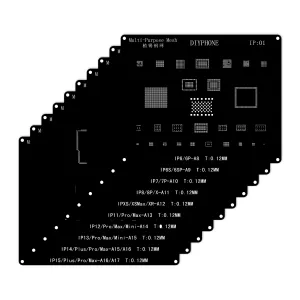 Black BGA Reballing Stencils Template For iPhone 6-15 Pro Max