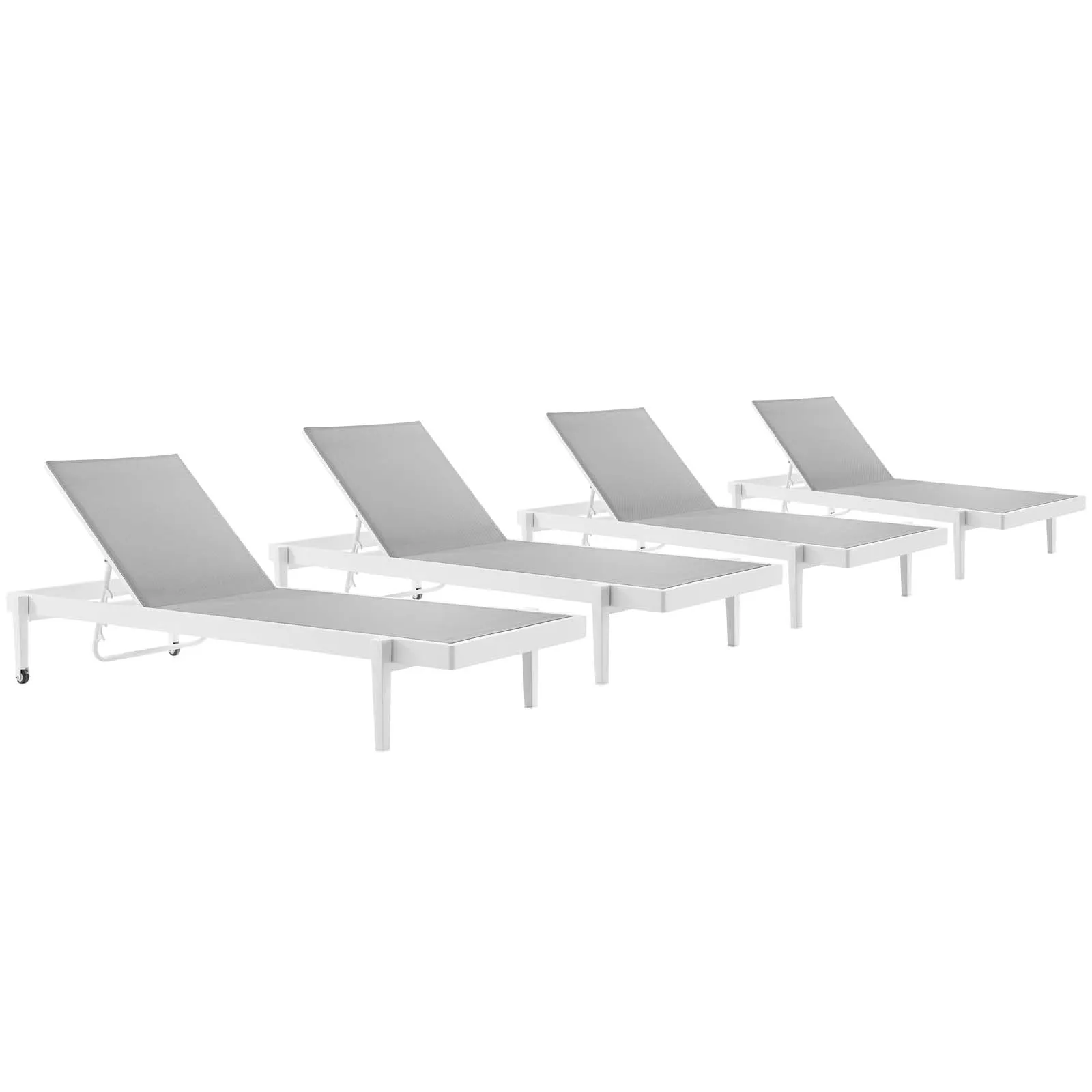 Charleston Outdoor Patio Aluminum Chaise Lounge Chair Set of 4 by Modway