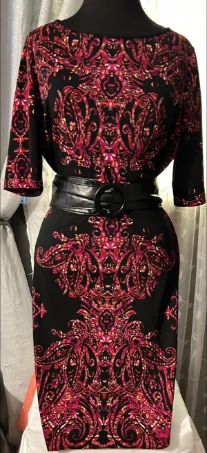 CHICO Paisley Print DressRed/Black