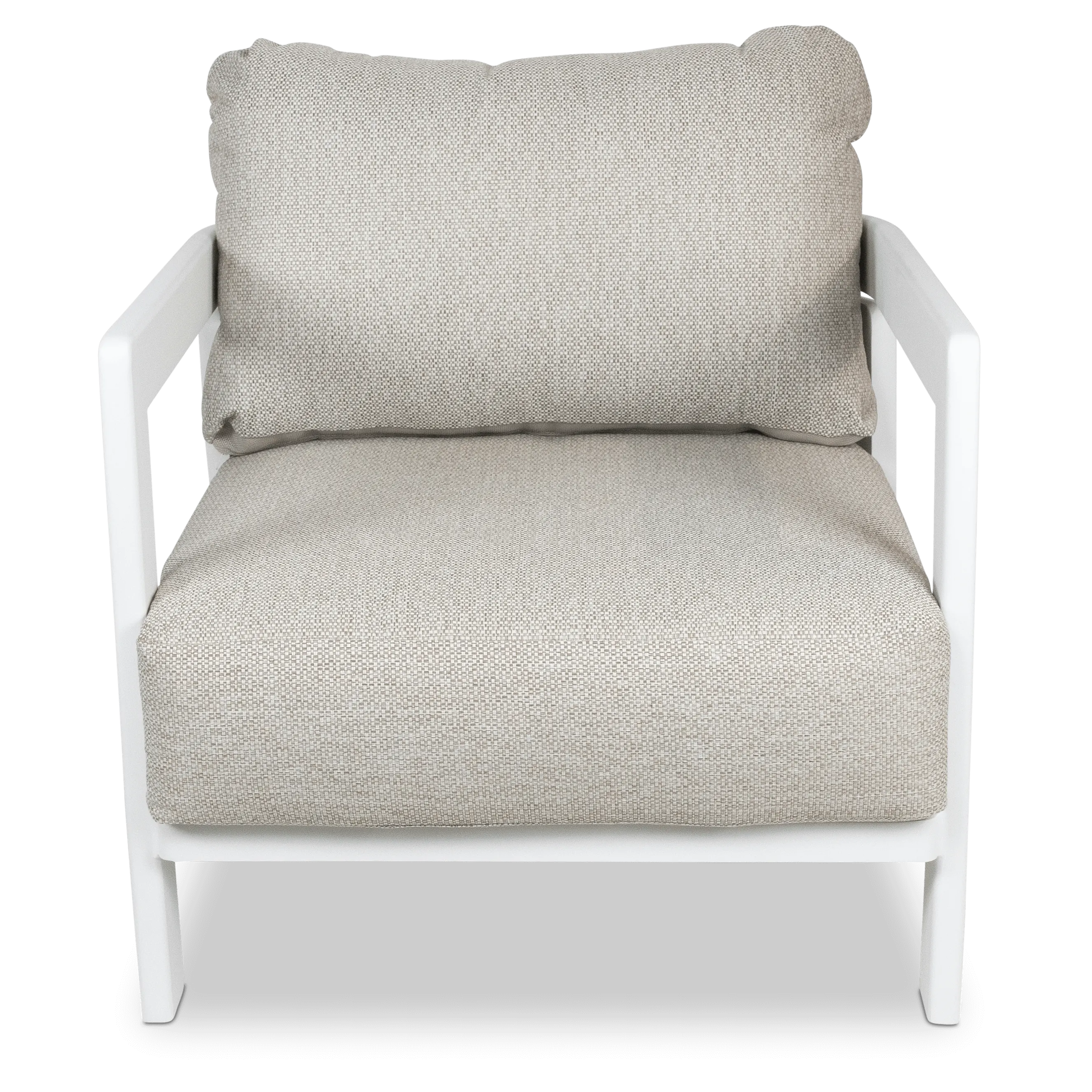 Escape 3 Seater, 2 x Armchair and Coffee Table in Arctic White with Latte Check Spun Polyester Cushions