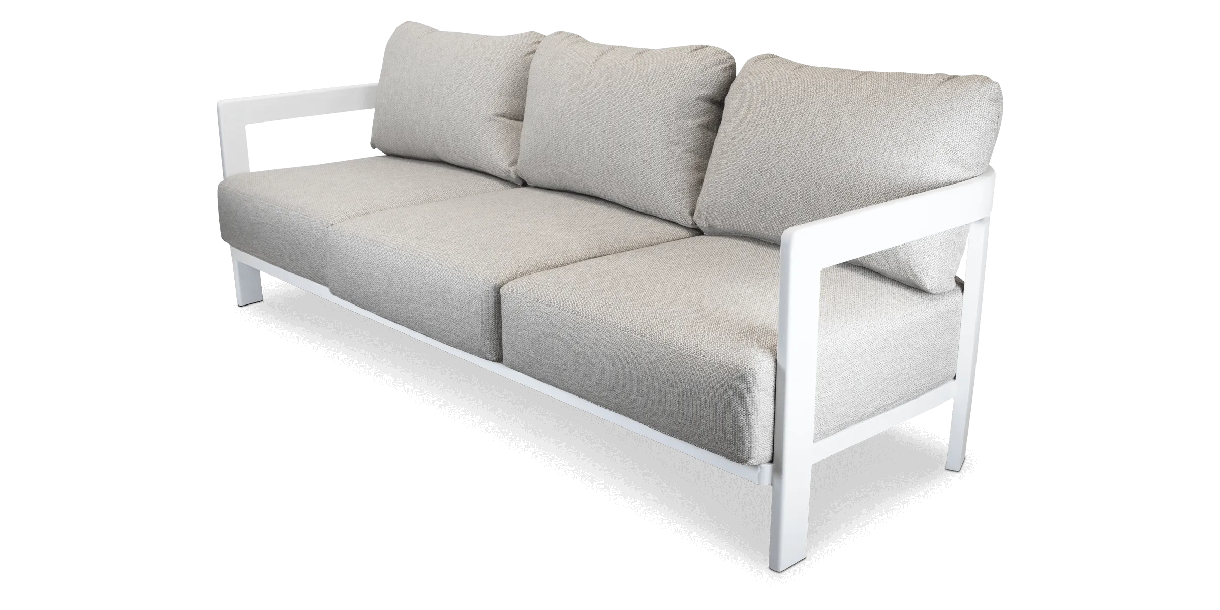 Escape 3 Seater, 2 x Armchair and Coffee Table in Arctic White with Latte Check Spun Polyester Cushions