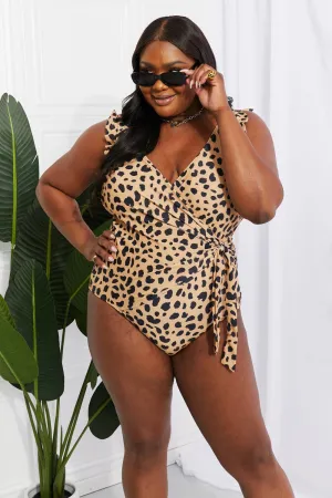 Float On Ruffle Faux Wrap One-Piece in Leopard