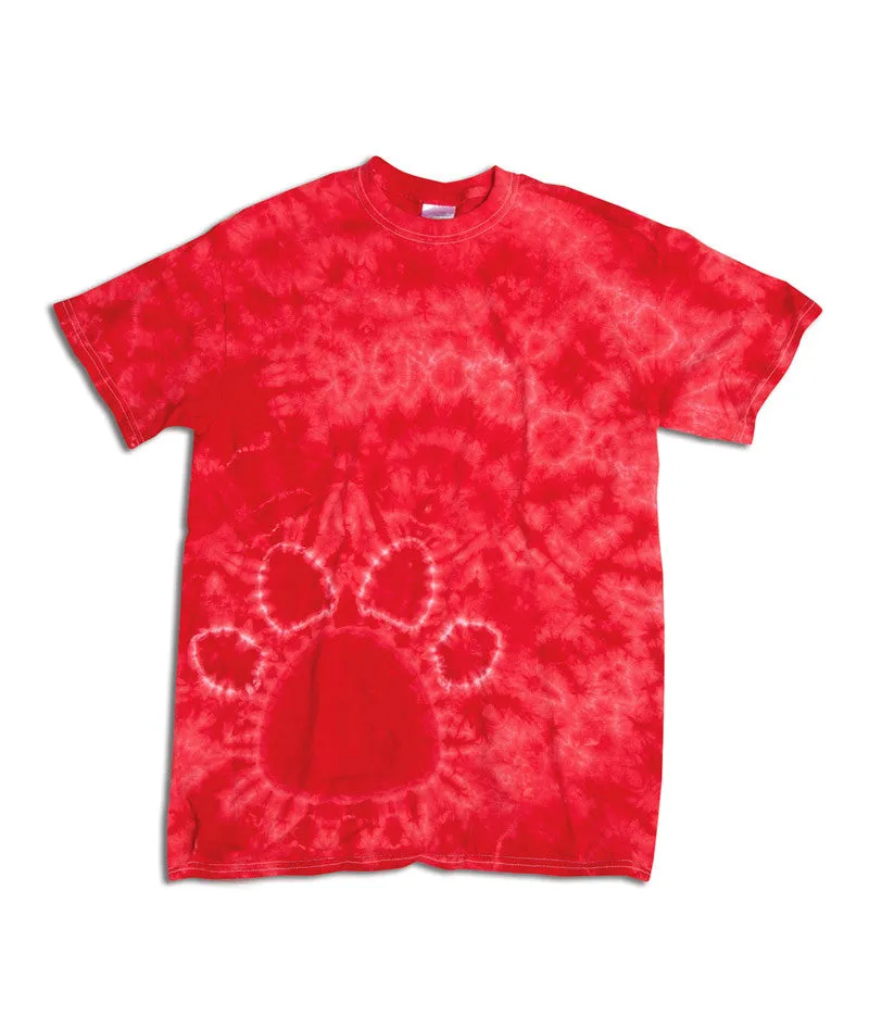 gildan tie-dye youth pawprints tee - red (l)