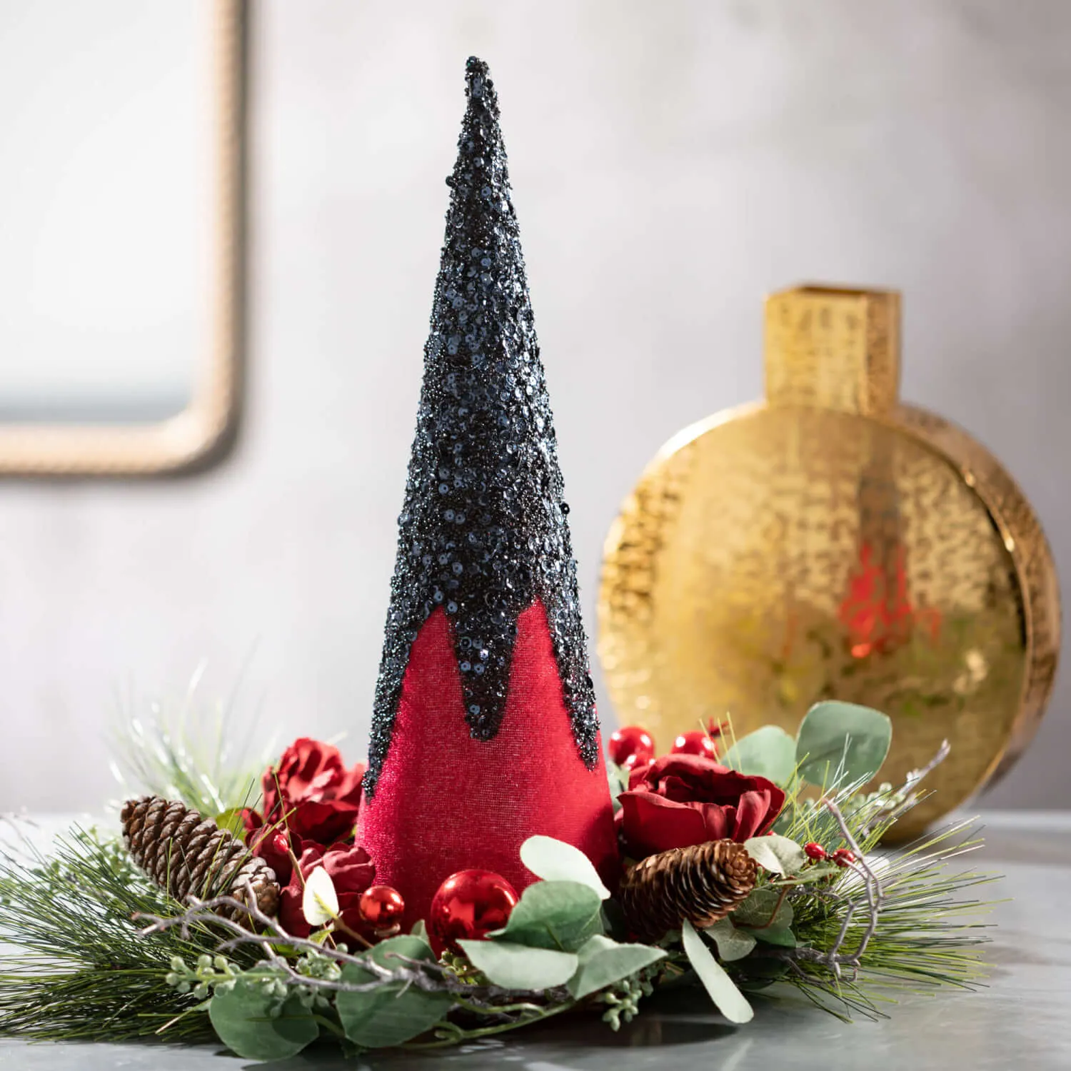 Glitter Velvet Cone Tree Set 2