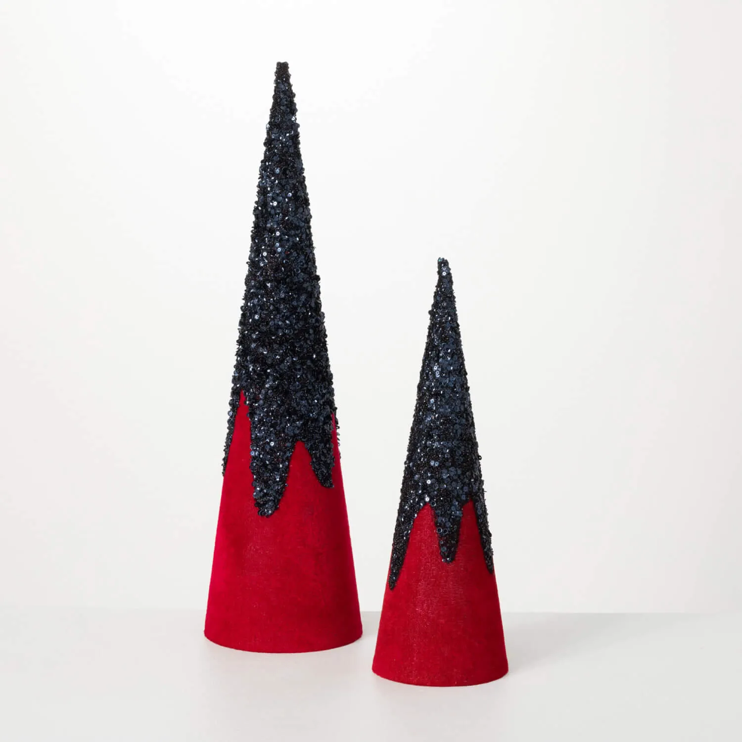 Glitter Velvet Cone Tree Set 2