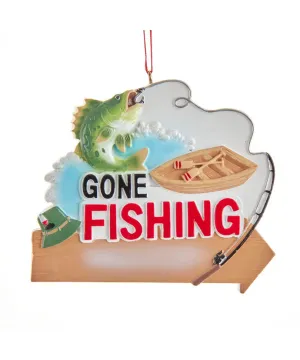 Gone Fishing Ornament with Fishing Boat Fishing Pole & Fish