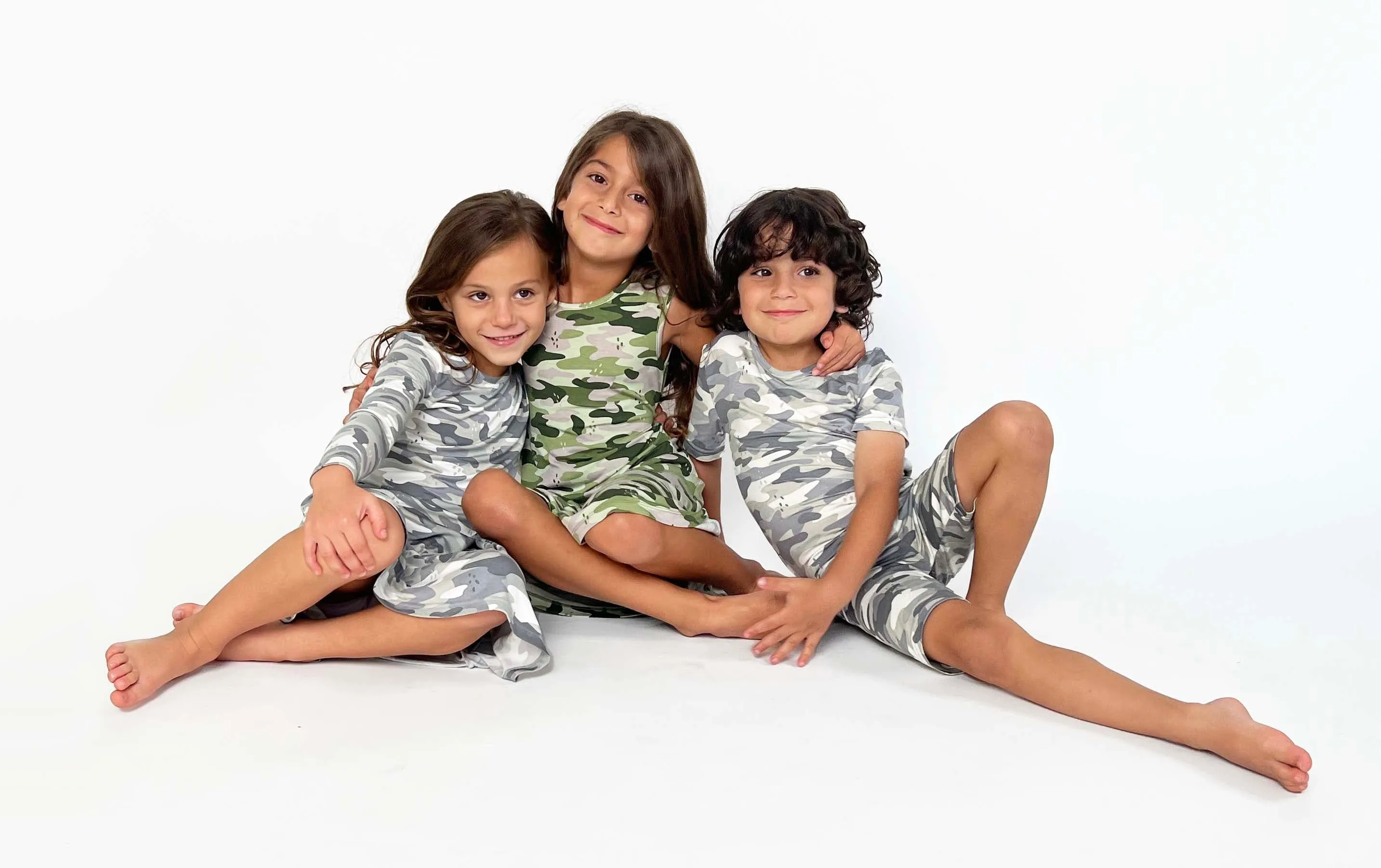 Grey Camo Kids Bamboo Short Set