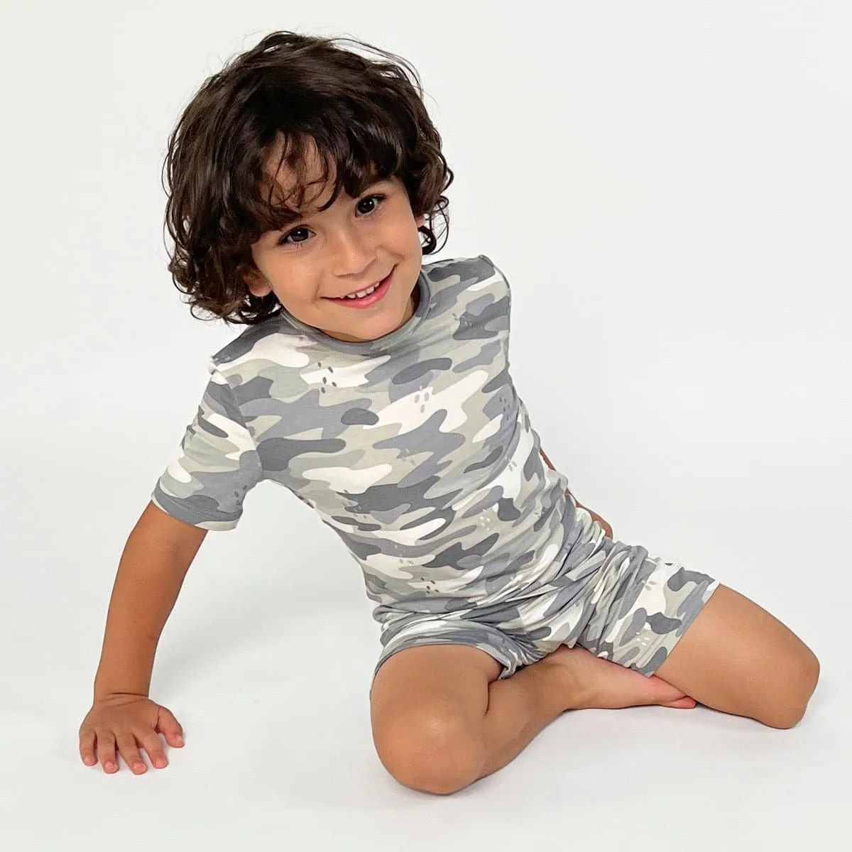 Grey Camo Kids Bamboo Short Set