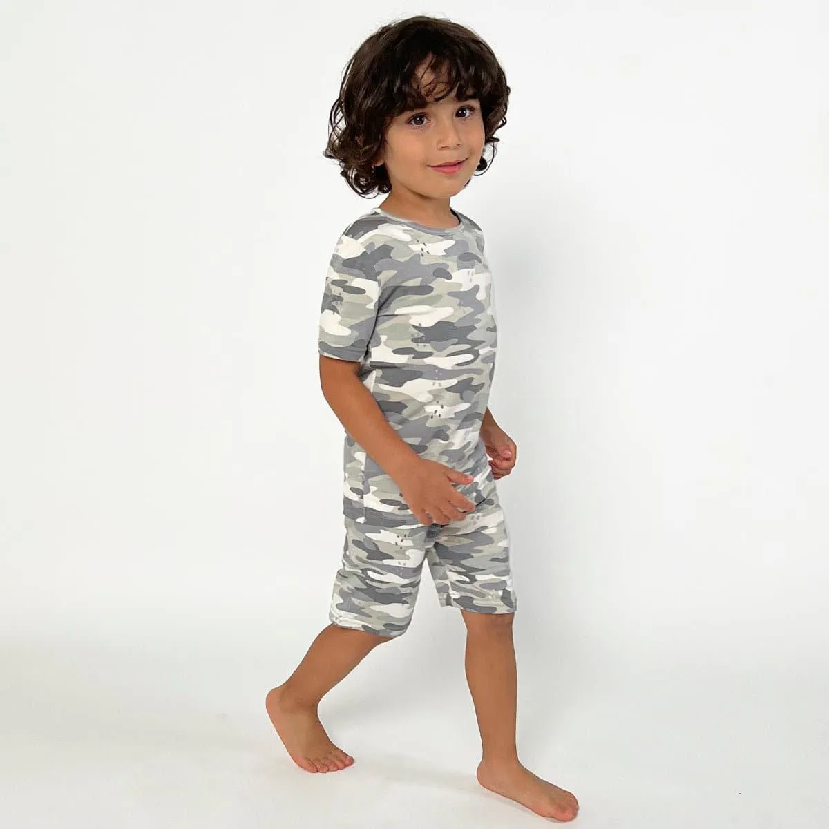 Grey Camo Kids Bamboo Short Set