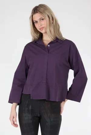 Half-Placket Asym Top, Eggplant