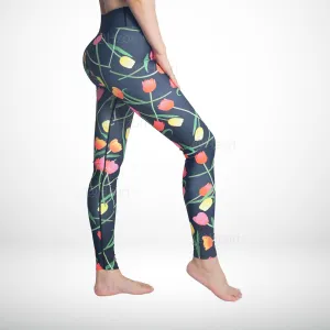 HZORI® |High Waist Printed Yoga Pants for Women, Tummy Control Running Sports Workout Yoga Leggings|Colorful Flower Style