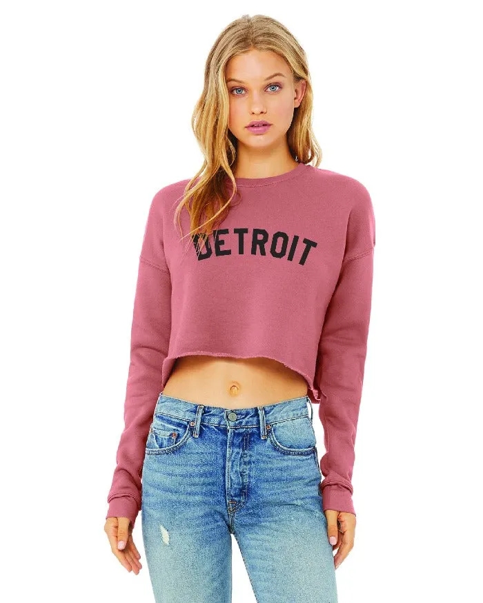 Ink Detroit Women's Cropped Fleece Crewneck Sweatshirt - Mauve