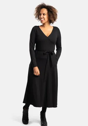 Jaylin Black Viscose Midi Dress