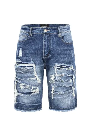 Men's Distressed Illusion Denim Shorts (New Colorway)