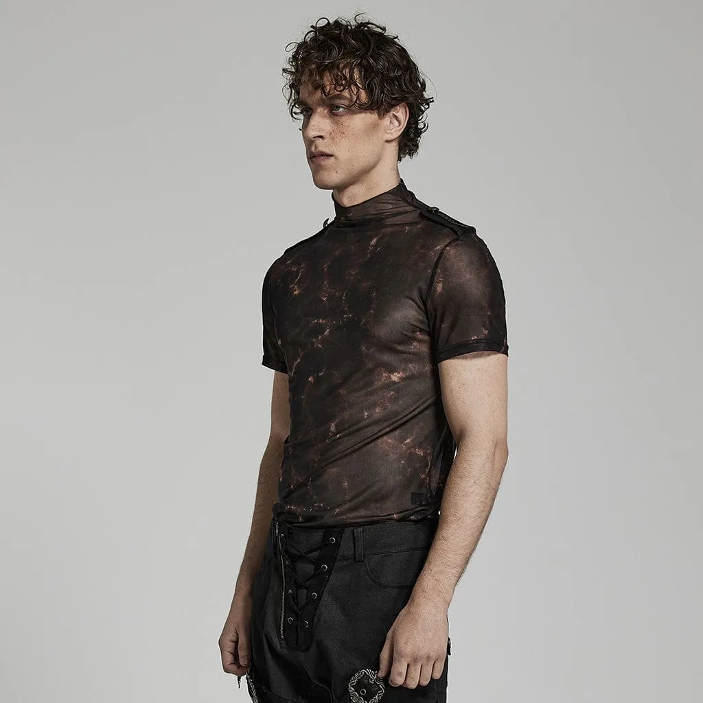 Men's Punk Flaming Mesh Shirt