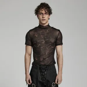 Men's Punk Flaming Mesh Shirt