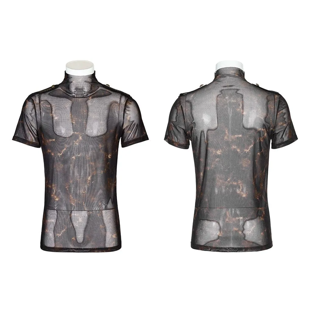 Men's Punk Flaming Mesh Shirt