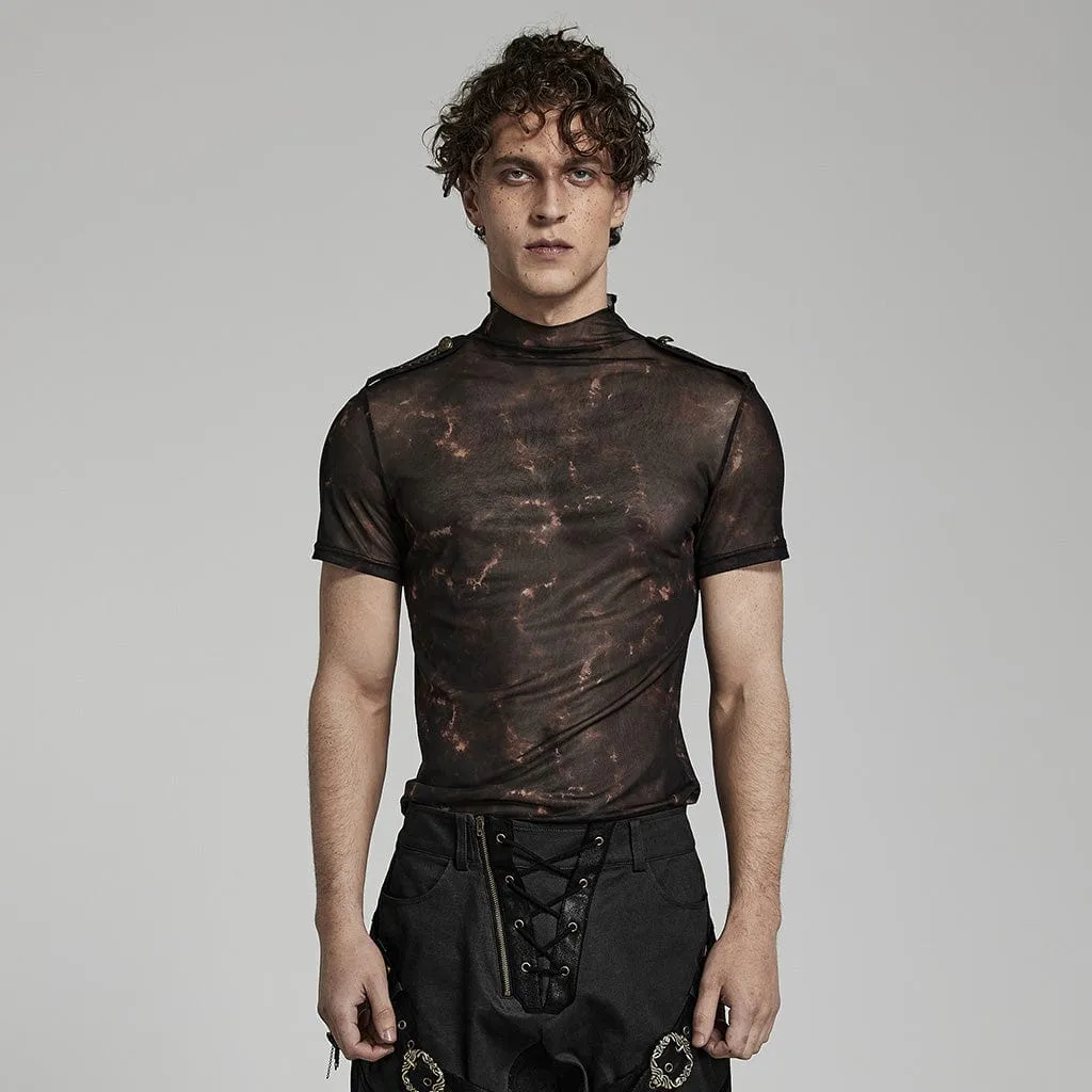 Men's Punk Flaming Mesh Shirt