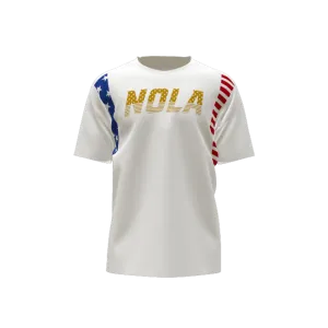 NOLA GOLD STAR LOGO S/S TRAINING TEE RED WHITE BLUE