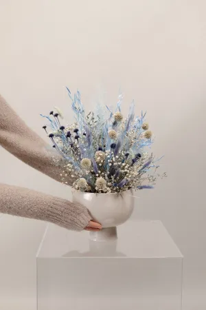 Pastel Blue Wildflowers & Scottish Globe Thistles Loose Flowers Centerpiece and Vase Arrangement / Ceremony Flowers