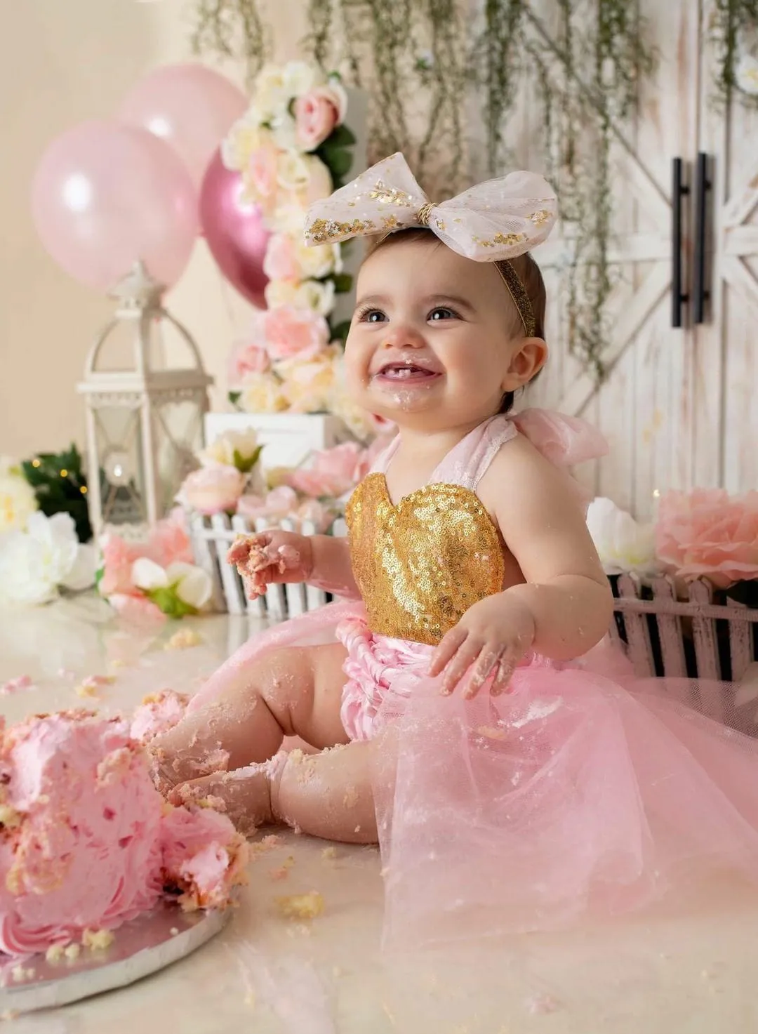 Pink and gold Rossete tutu Romper