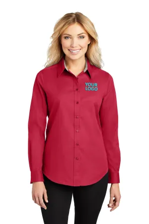 Port Authority Ladies Branded Easy Care Shirts, Red/Light Stone