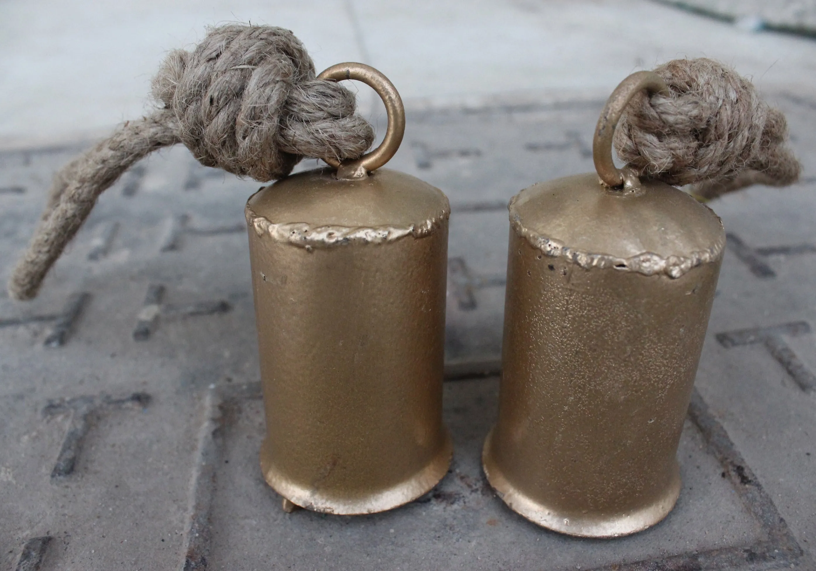 Recycled  Iron Hand Bell 4" Inches Height Call Bell Wedding Bell Dinner Bell Golden Loud Tinkling Sound