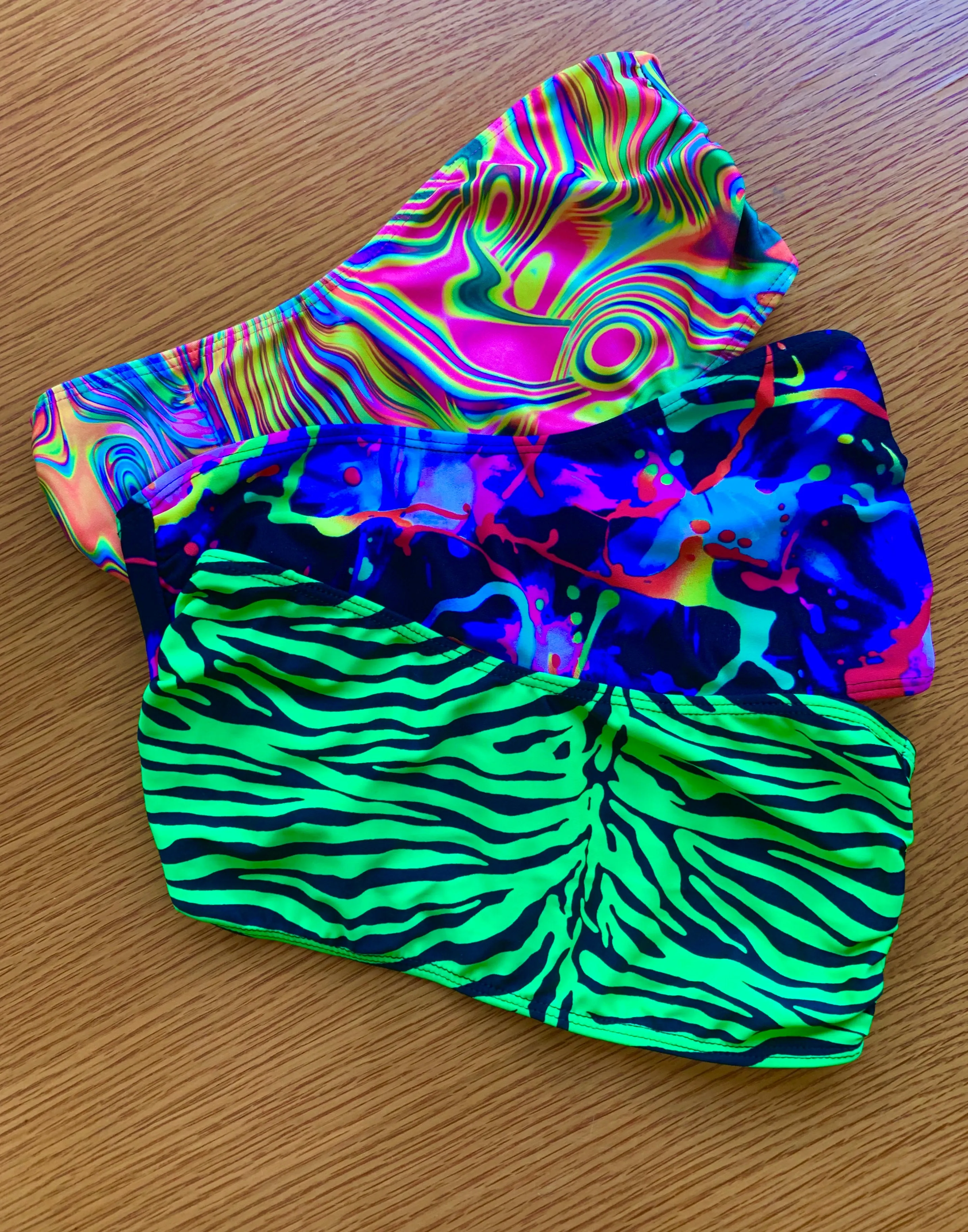 Swim Bandeau Top in Acid Swirl