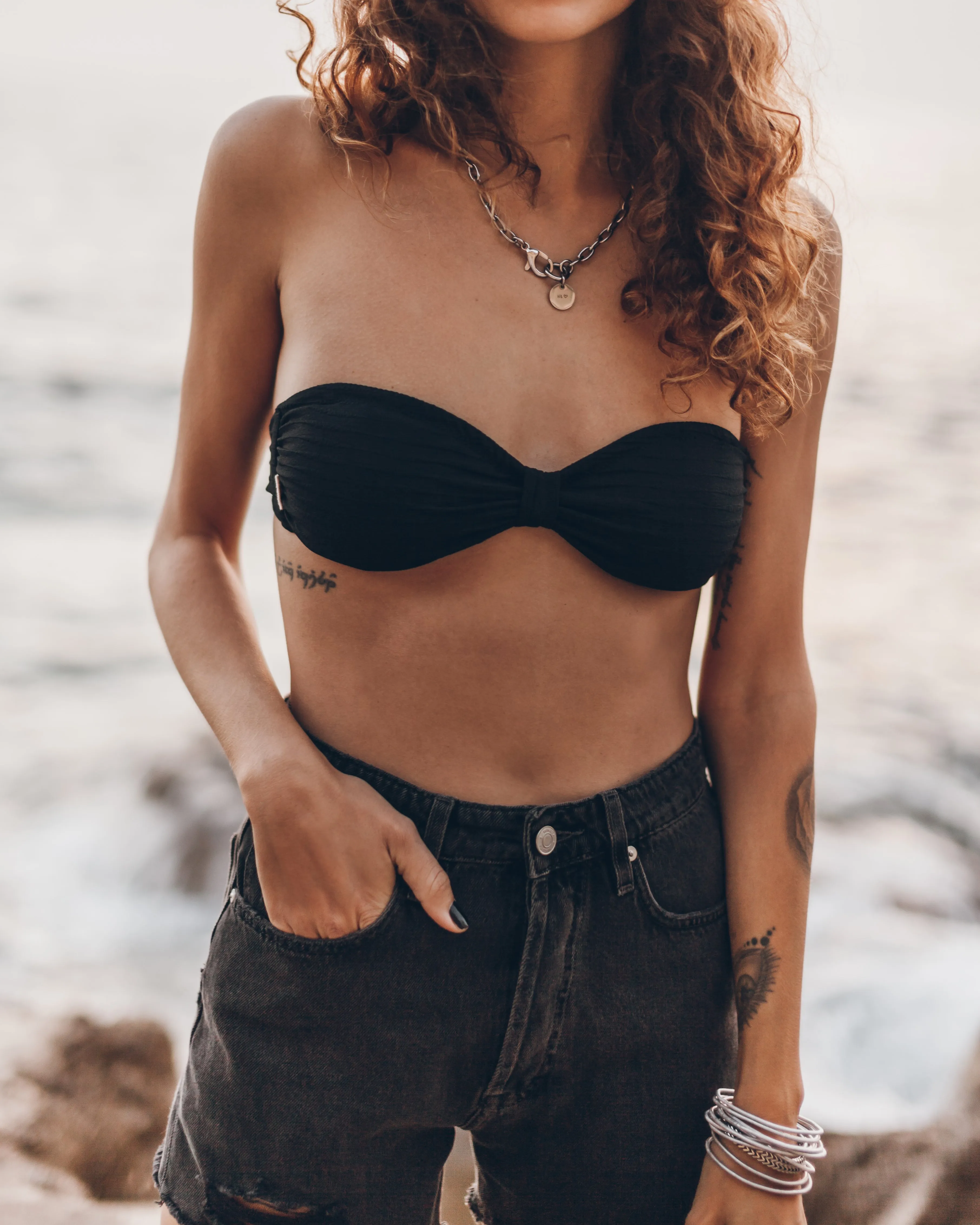 The Black Bandeau Bikini Top